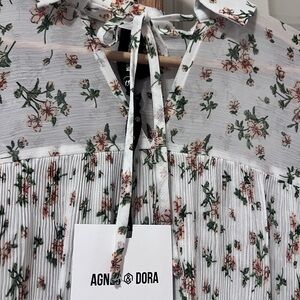 Agnes & Dora Floral Blouse - White and Green